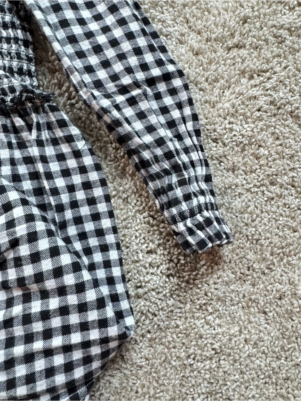 Wonder Nation Toddler Girl Gingham Dress Size 3T Black White Long Sleeve Dress